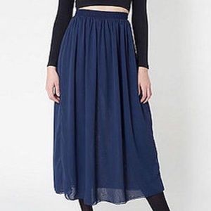 American Apparel Navy Blue Chiffon Maxi Skirt
